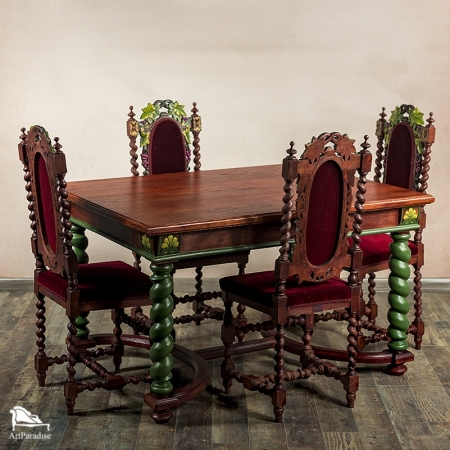 stół gdański  z krzesłami - W burgundzkiej winnicy